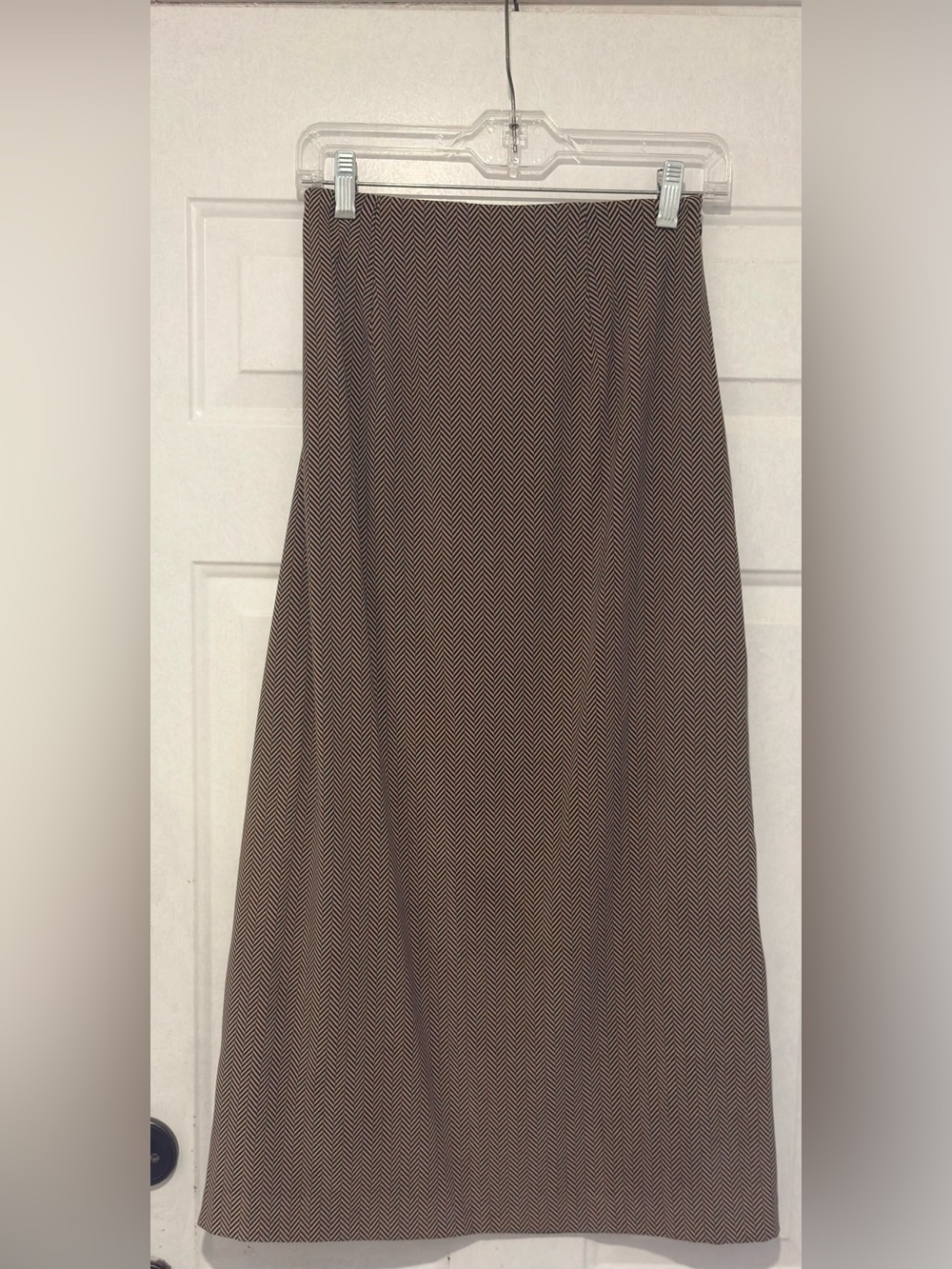 Harve Benard Brown Herringbone Maxi Skirt
